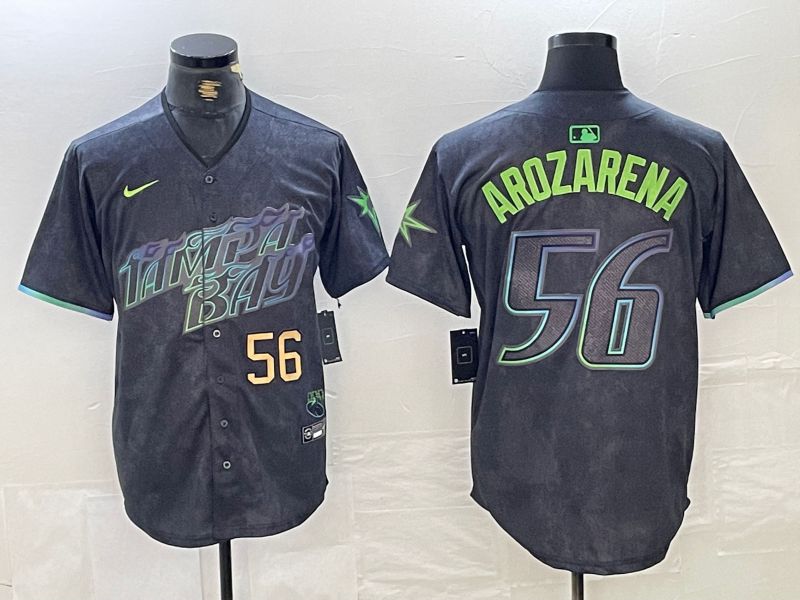 Men Tampa Bay Rays 56 Randy Arozarena Nike MLB Limited City Connect Black 2024 Jersey style 2